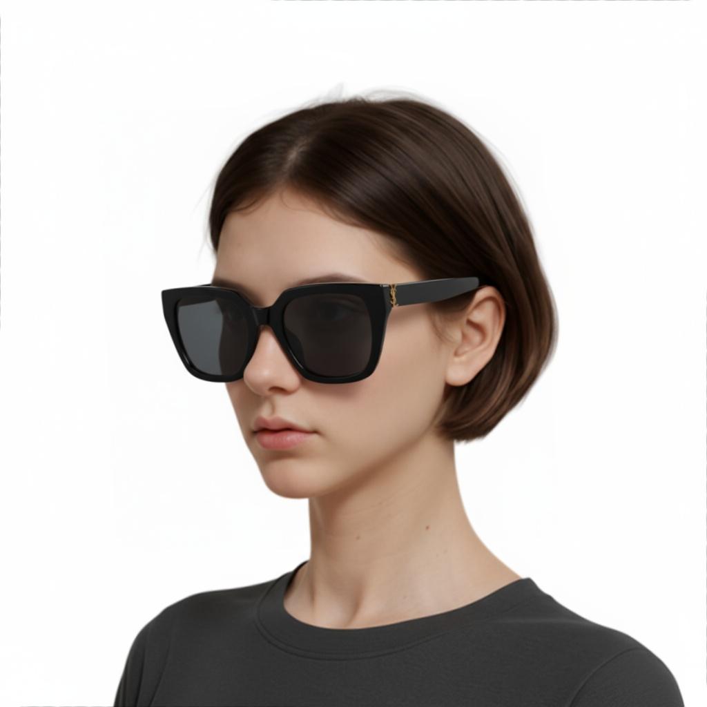 Saint Laurent Logo Square Sunglasses Women sunglasses Black SLM143/F-001