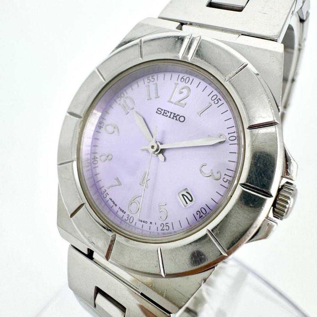 [USED] Battery SEIKO Lucia Round Date Lavender Dial Watch