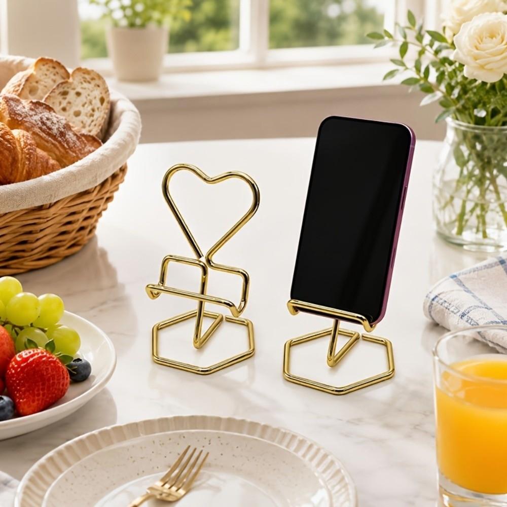Heart-Shaped Phone Stand Metal Phone Rack Phone Accessories Business Card Stand Desktop