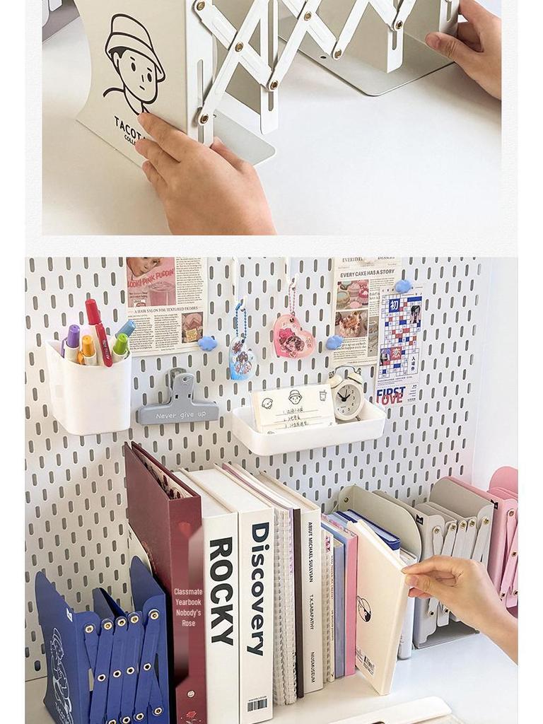 Mai & TACOTACO Adjustable Desktop Organizer Bookends with Dividers