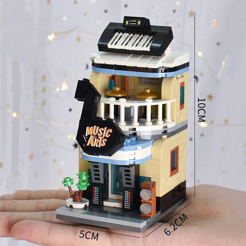 LOZ 1623 City Street Music Shop Musical Instrument Store Piano Architecture Mini Blocks Bricks Building Toy No Box
