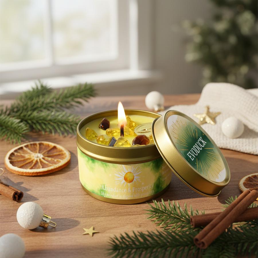 Ароматические свечи-3 унции, Аромат лаванды и ромашки с целебными кристаллами, Отлично подходят для праздничных подарков на Рождество/Хэллоуин и для домашнего декора