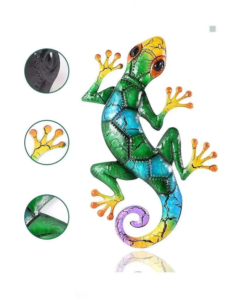 Современное искусство Металлический геккон Украшение сада для двора Статуи для улицы Миниатюрные аксессуары Скульптура Украшения в виде ящерицы