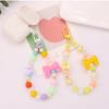 Colored Round Bead Keychain Pendant Cute Bow Heart Star Crystal Phone Anti-lost Rope Colorful Phone Lanyard Glitter Wrist Straps