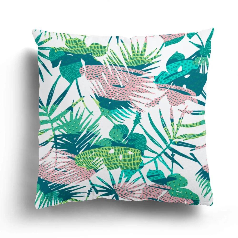 Fashion Pillowcase Bedroom Cushion Cover Home Decoration Sofa Green Plant Colorful Leaf Flower Series