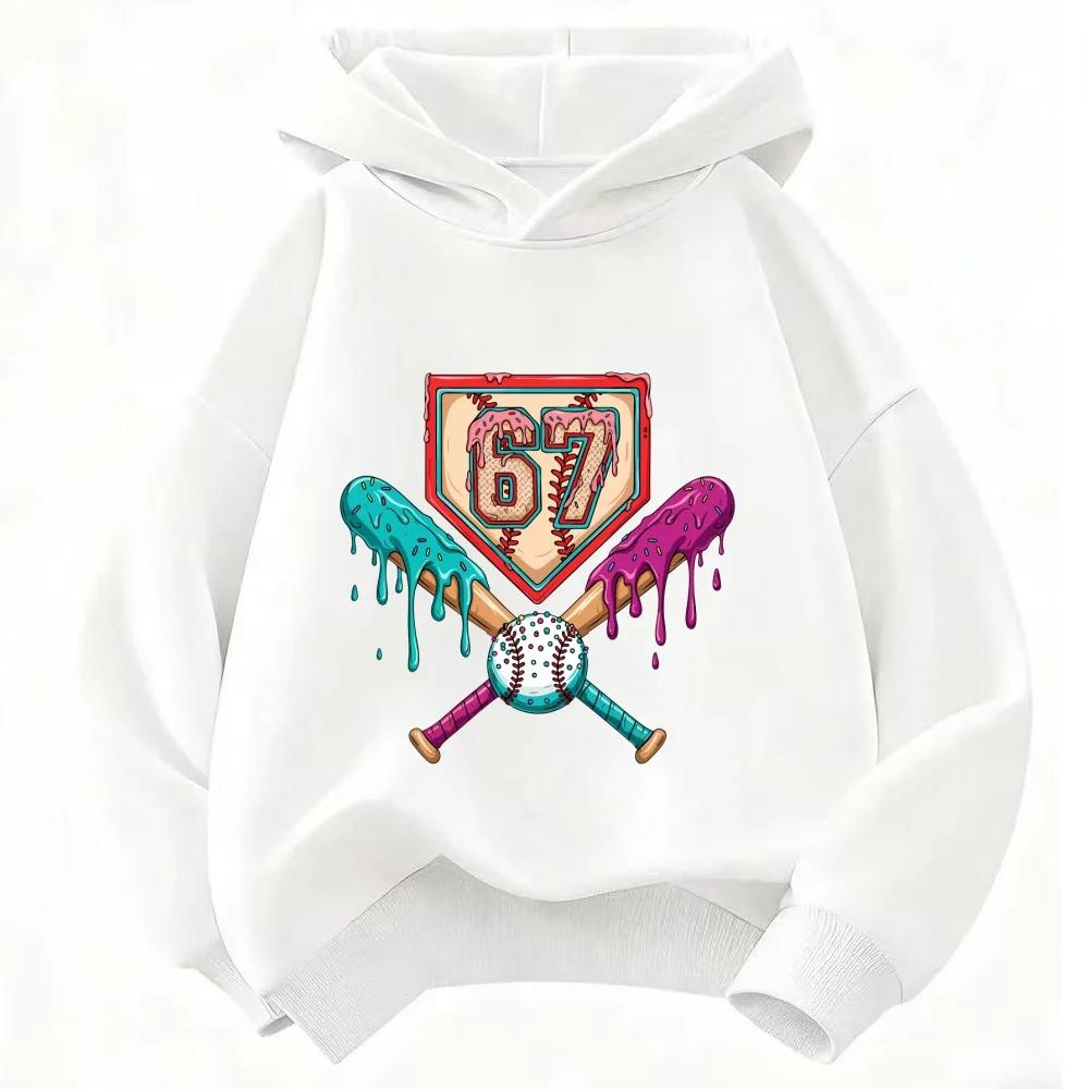 67 Kid Ice Cream Drip Meme Funny Six Seven Gen Alpha Slang Hoodies 6-7 Boys Girls Winter Hoodies