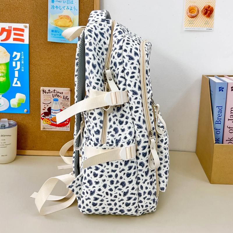 Cow Leopard Print Backpack Junior Senior High School Student Schoolbag Female Campus Backpack