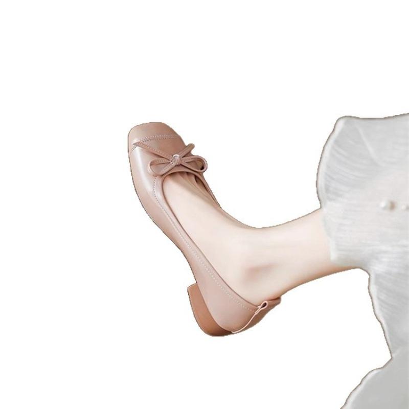 Балетки на низком каблуке с бантом, туфли-лодочки с неглубоким вырезом, женские осенние новые универсальные туфли Мэри Джейн
