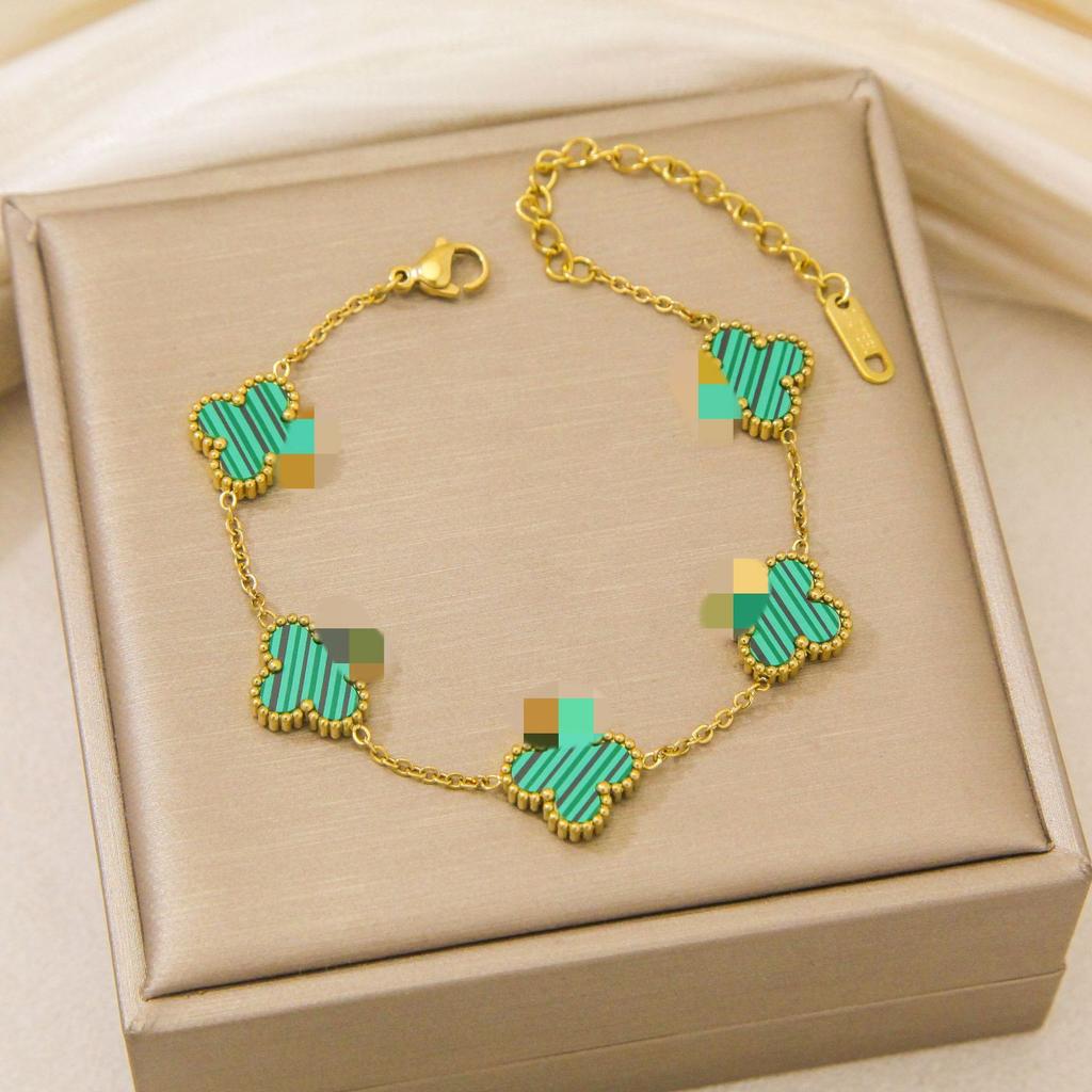 Браслет из титановой стали 'Счастливый четырехлистный клевер' 13 мм, двусторонний, не выцветающий, элегантное женское украшение