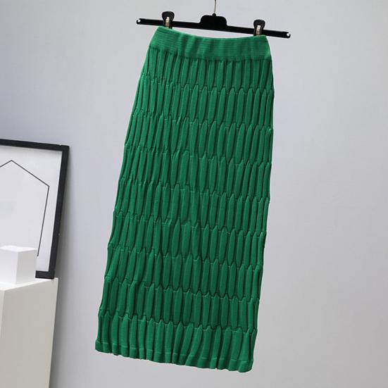 Женская юбка миди с высокой талией, прямого кроя, облегающая бедра, вязаная юбка, однотонная, осенняя юбка, универсальная повседневная одежда