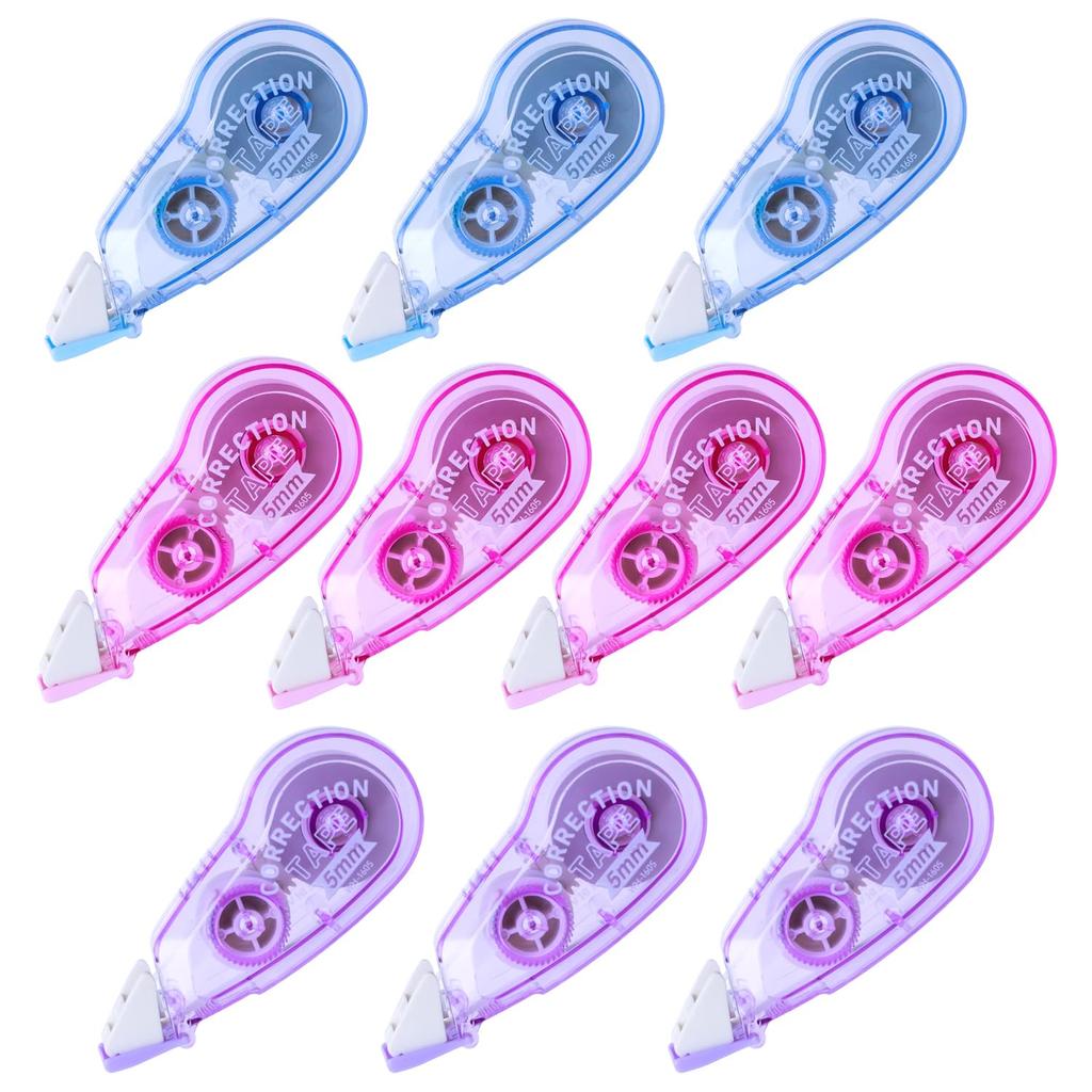 Plus Correction Tape Pastel Assortment Pink Blue Disposable Type 5mm x 8m 3-Color 10-Pack WH-1605 50-599x10