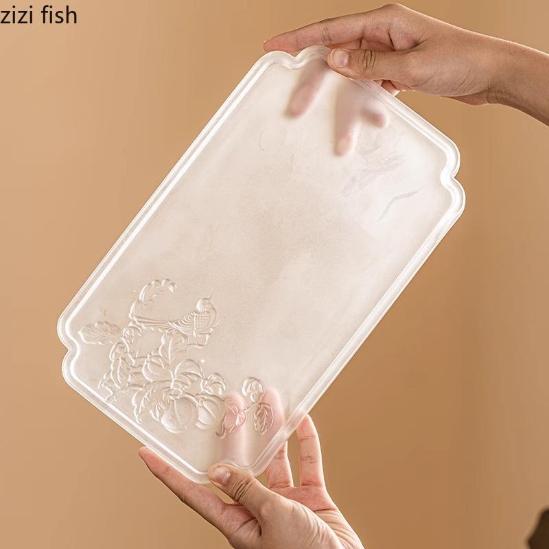 Матовый стеклянный поднос для чая Домашний поднос из сухой пены Креативный чайный сервиз Аксессуары для чайной церемонии Поднос для десертов Подносы для конфет Специальная посуда