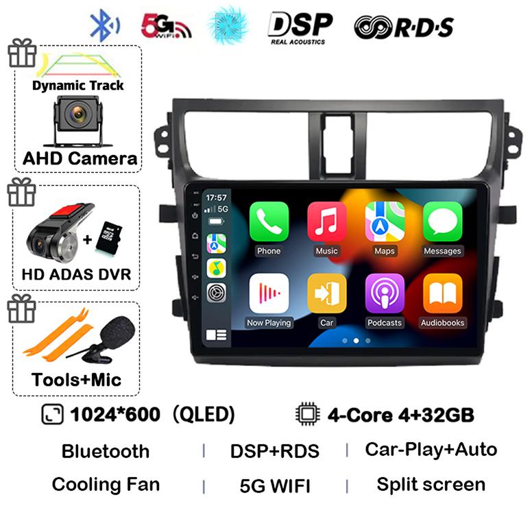 Android 14 Carplay Auto Car Radio For SUZUKI CELERIO/CULTUS 2015 2016 2017 4G WIFI Multimedia Video Player 360 Camera Stereo DSP