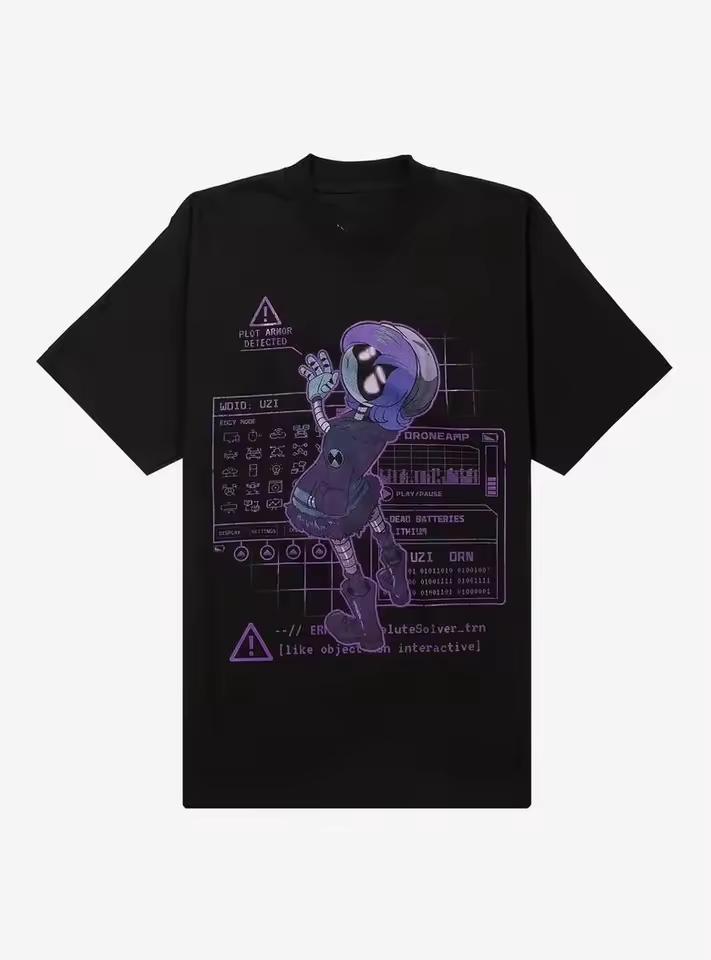 2026 new Cartoon retro punk print short-sleeved oversized T-shirt Harajuku retro casual streetwear suitable for both men women