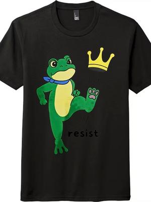 Футболка Street Resist|Лягушка, пинающая корону, динамичный принт, унисекс, повседневная, модная футболка