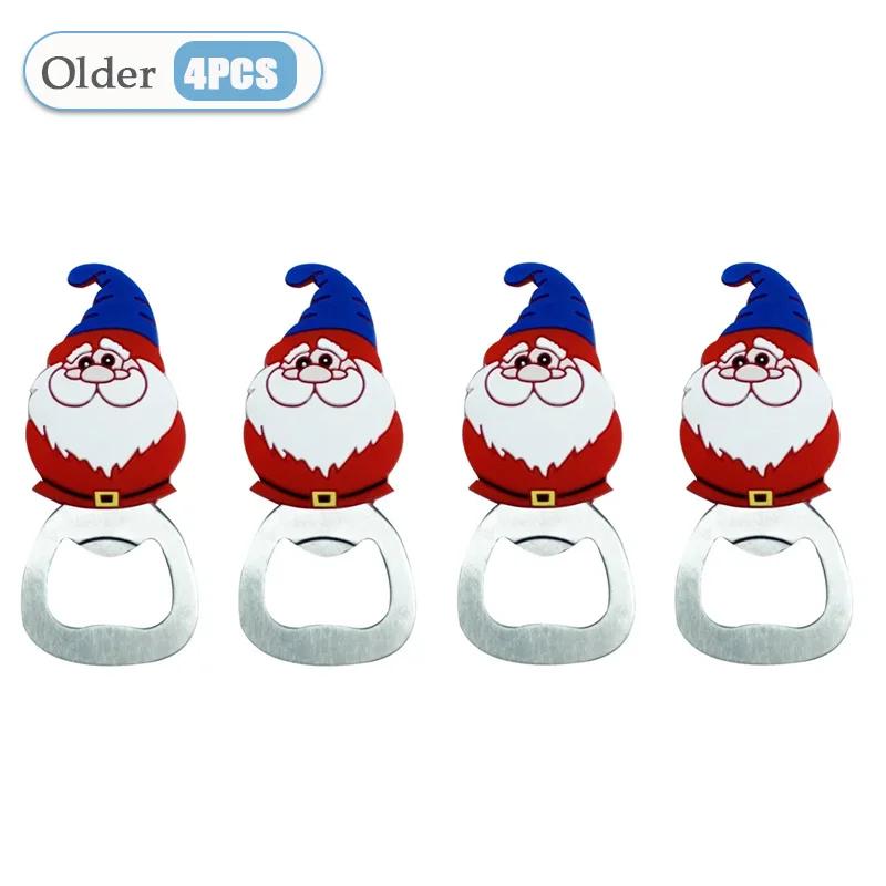 1-10PC Christmas Magnetic Bottle Opener Santa Claus Beer Eagle Silicone Fridge Magnet Kitchen Tool Holiday Gift Party Home Decor
