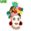 Multicolor Acrylic Fruit Queen Brooches Pineapple Banana Cherry Happy Women Brooches Designer Stylish Jewelry Chic Style Souvenir GiftFashion Jewelry