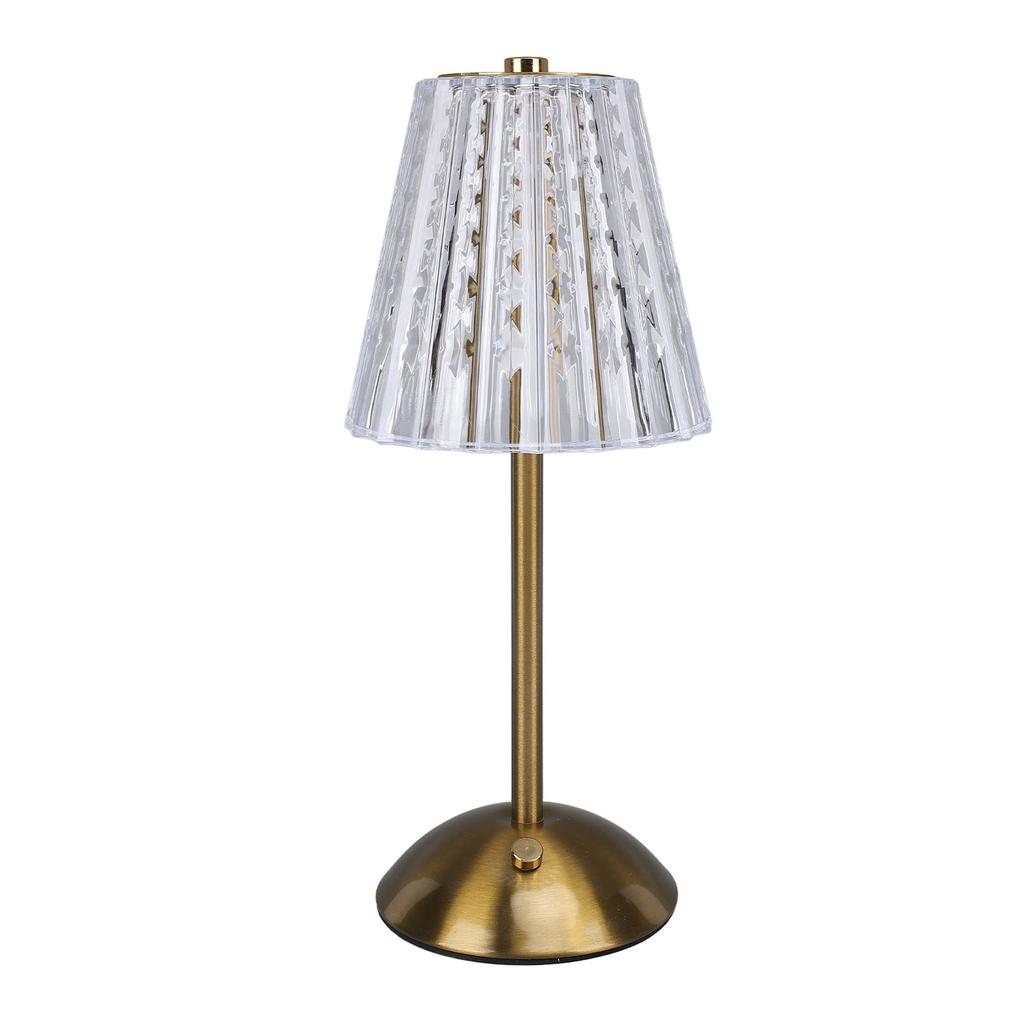 LED Cordless Crystal Table Lamp Stepless Dimmable 3 Color Temperature Touch Control USB Rechargeable