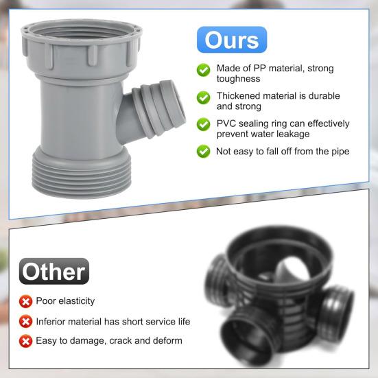 Y-Shaped Pipe Adapter Female To Male Thread Connector Universal 45mm Internal Thread 46mm External Outlet Pipe Joint