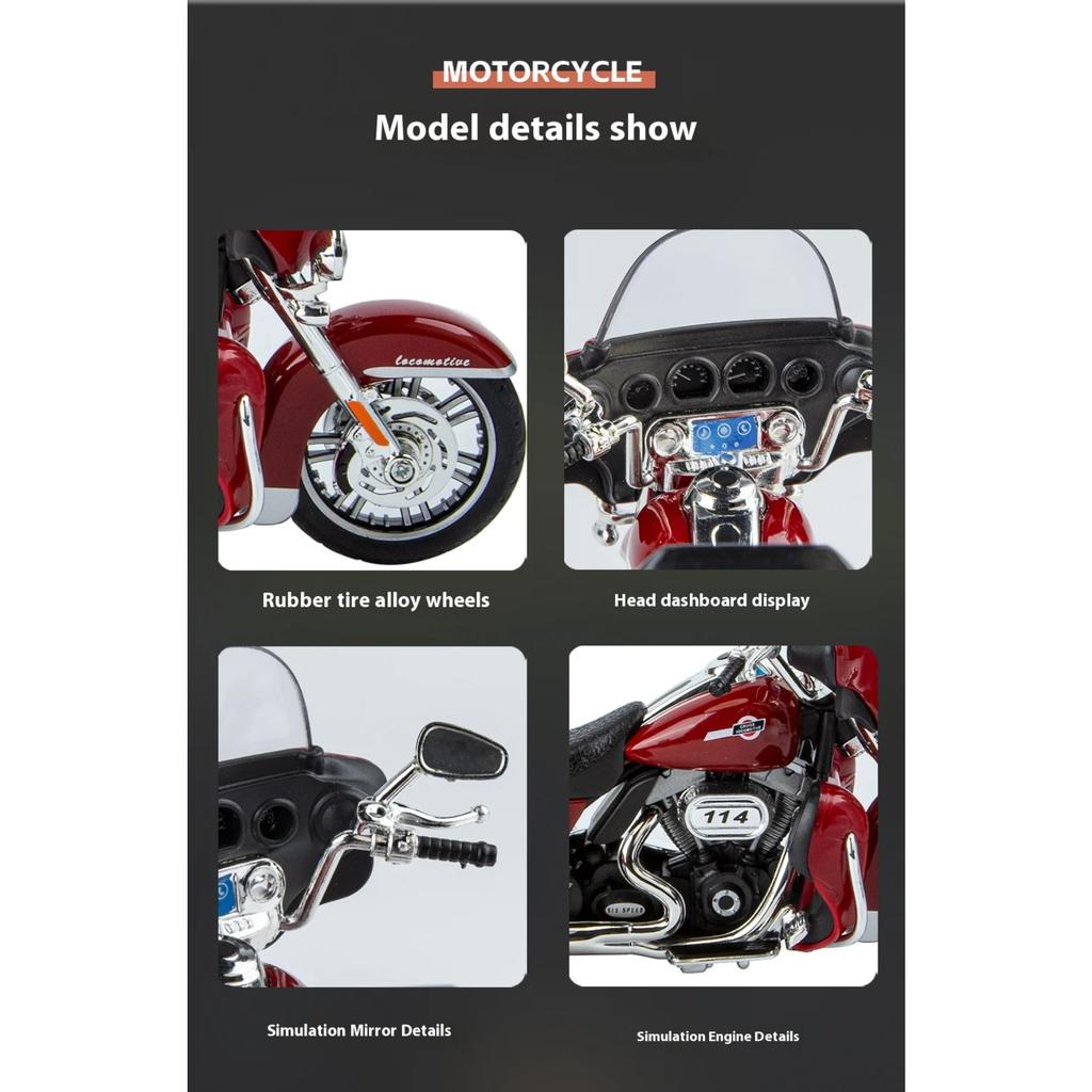 1/9 Harley Davidson TRI GLIDE ULTRA Luxury Tricycle Alloy Diecast Model Motorcycle Sound & Light Collection Decoration Gift BOX