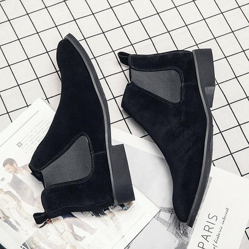 Модные новые молодежные ботинки челси для мужчин, черные кожаные ботинки на щиколотке, универсальная мужская повседневная обувь для отдыха и прогулок, базовые ботинки для мужчин