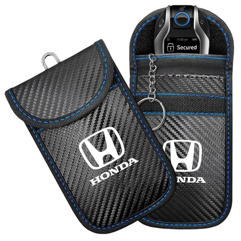 ARD1 Carbon Fiber Car Key Case Signal Blocker Bag RFID Shielding Pockets For Honda Civic Accord CR-V Fit Jazz Odyssey Vezel Pilot HRV