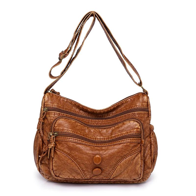 Модный винтажный женский мягкий кожаный handbag Женская компактная подмышечная сумка Повседневная ретро мини-сумка на плечо Премиум