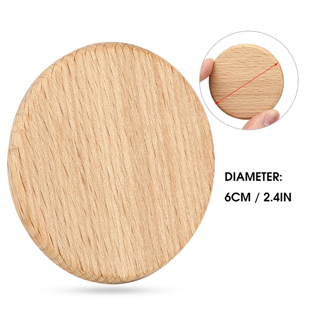 50 шт. круглых деревянных заготовок, ломтиков, бука, чипа, без отверстия, сделай сам, украшения ручной работы, аксессуары