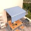 VidaXL Manual Retractable Awning with Awning 3.5x2.5 M Blue and White