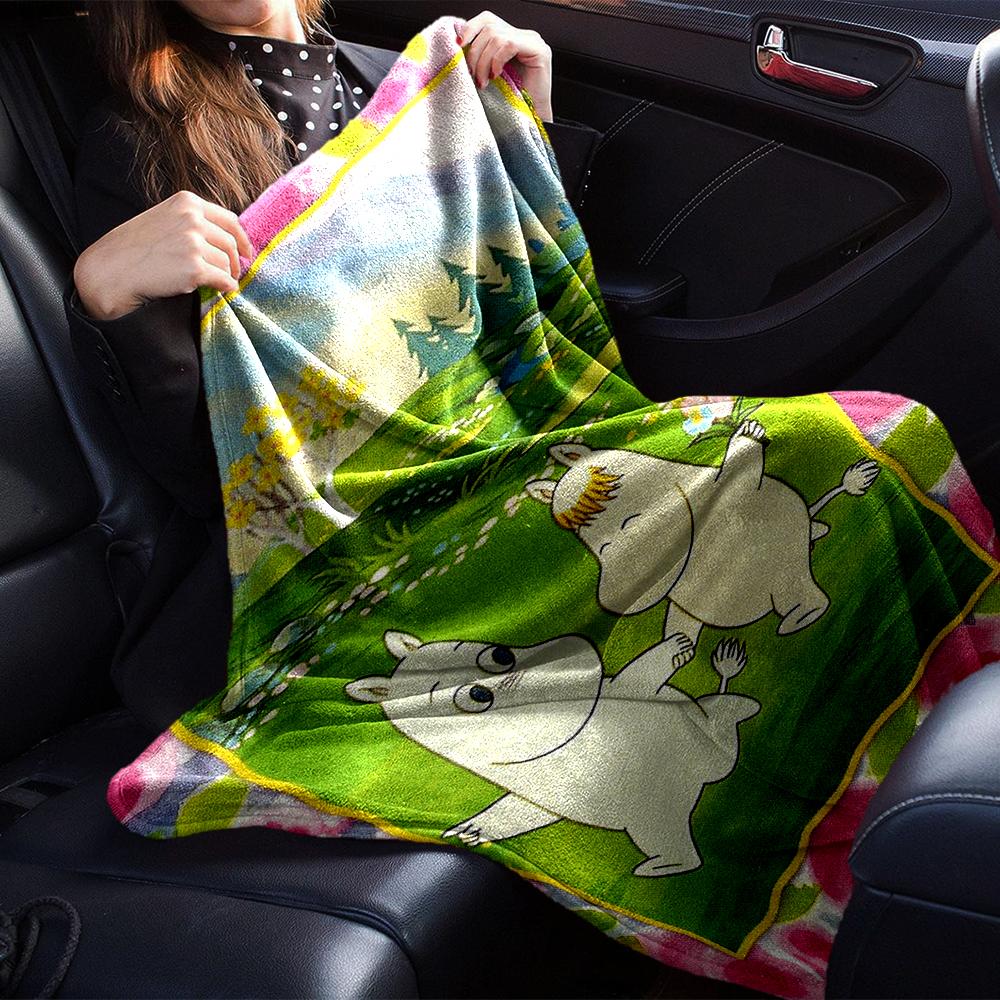 Moomin Theme Printed Blanket - Perfect for Couch, Bed, Travel & Outdoor Use | Machine Washable, Cozy & Durable.