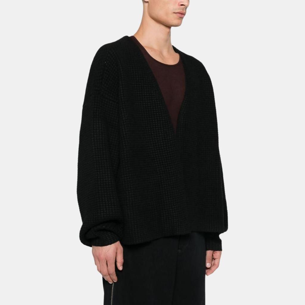 Fear of God Essentials Тяжелый Вафельный Кардиган Черный Мужские Топы 192BT246200F