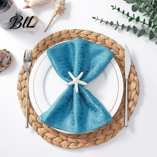 Summer Dinner Napkin Holders 6Pcs Coastal Starfish Rings Rustic Holiday Jute Rope Ring Seaside Party for Beach House Nautical Theme Tableware