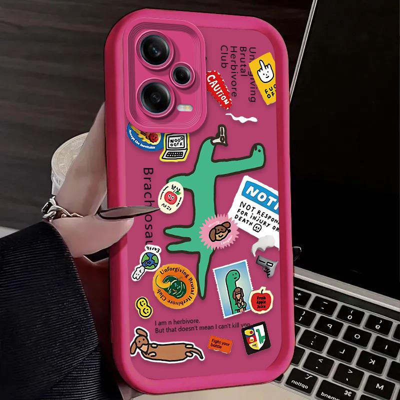 Cartoon Dinosaur Phone Case For Xiaomi Redmi Note 14 14S 12 11 Pro Plus 5G 12S 11S 10S 10 9 Redmi 14C 13C 12C 12 4G A3 A3X Cover