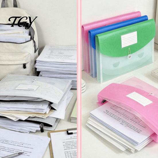 Plastic File Pouch Expandable Document Folder with Label Slot, Layered Design Waterproof PP Business Envelope, Secure Rope Closure Organizer