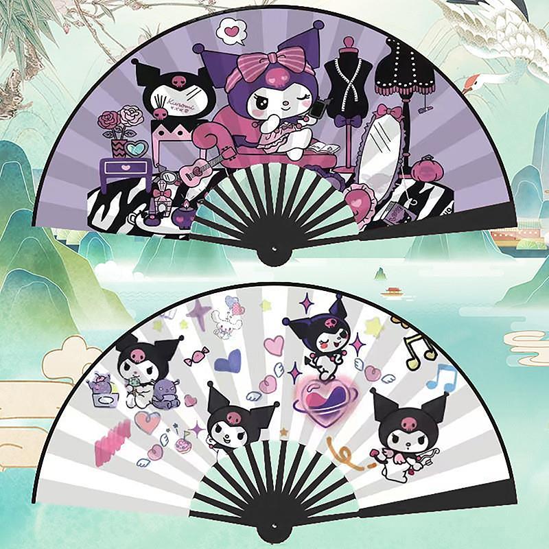 Синнаморолл Моя Мелоди Мультфильм Sanrio Куроми Складной Веер Шелковая Ткань 8 Дюймов Женские Подарки Домашний Декор Бамбуковая Ручка Ручной Веер