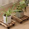 Wood Thick Movable Flower Stand Flower Holder Bonsai Flower Pot Tray Roller Base Stand With Universal Wheels Flowers Pot Base