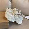 Platform White Shoes Spring New Sports Casual Lace Up Mesh Small Non-Slip Breathable Clunky Sneakers