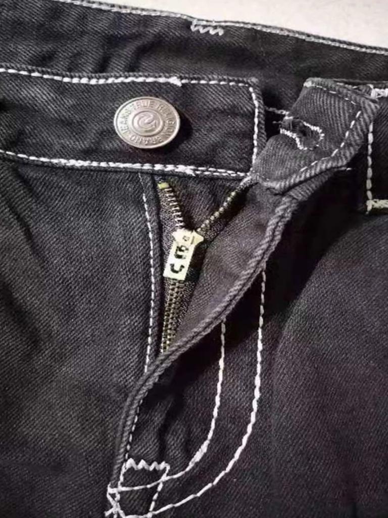 Джинсы в стиле ретро Харадзюку с высокой талией, прямые, широкие, модные, 2000, вышитые, повседневные, готические, в стиле хип-хоп