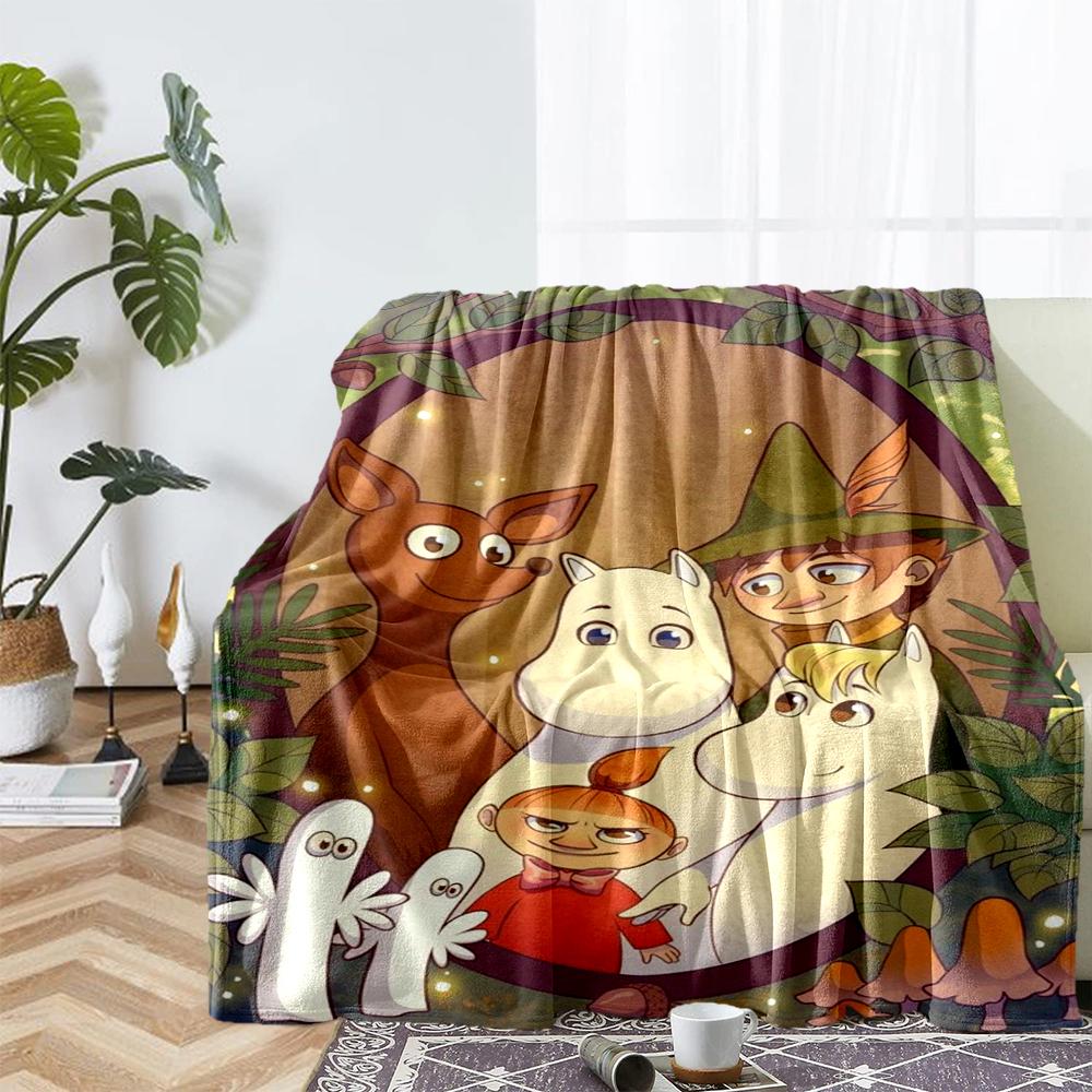 Moomin Theme Printed Blanket - Perfect for Couch, Bed, Travel & Outdoor Use | Machine Washable, Cozy & Durable.