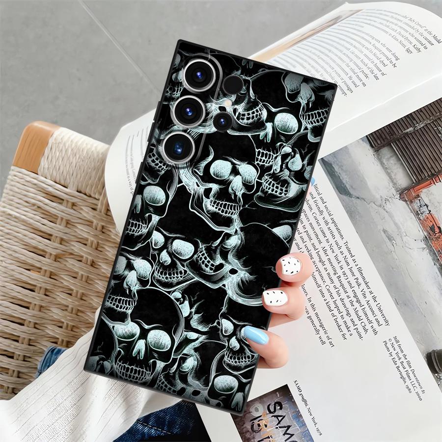 Чехол Funda с рисунком черепа для Samsung Galaxy S24 Plus S21 FE S23 S10 S9 Note 20 Ultra 8 9 10 S25 Ultra S20 Чехол для телефона