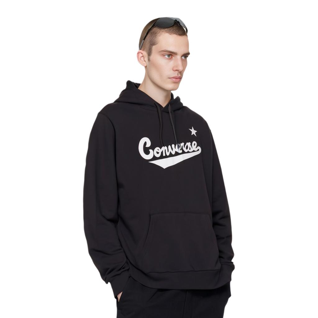 Converse Толстовки Мужские Черные С Капюшоном Умеренная Обычная 10019004-A01