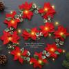 Red Flower Hanging Lights Christmas Poinsettia String Lights, 200/300cm Green Floral Garland, Battery/USB Fireplace Garland Lighting Operated