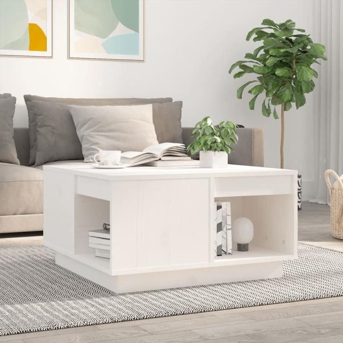 814530 vidaXL Coffee Table White 60x61x32.5 Cm Solid Pine Wood