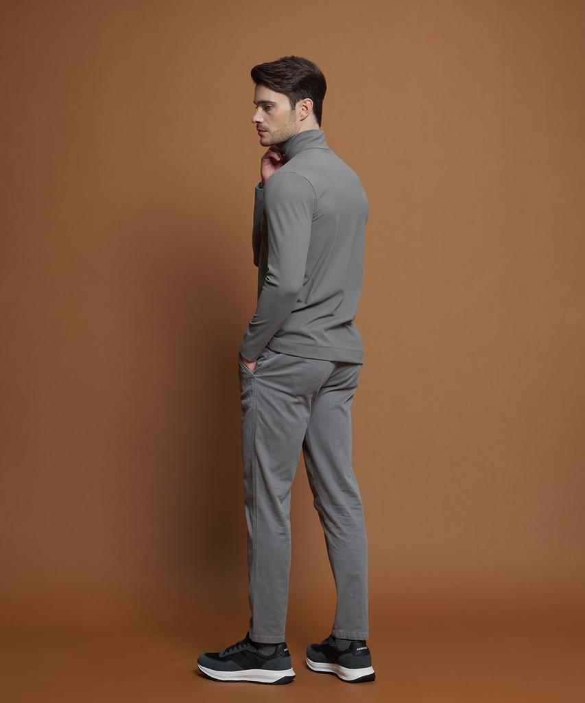 PANICALE Gray Drawstring Cotton Blend Twill Pants