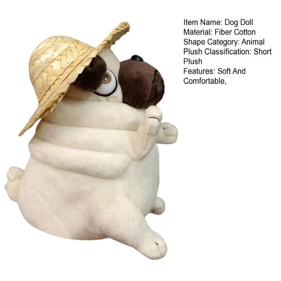 Pug Dog Stuffed Doll Funny Cuddly Animal Plush Toy Dog Plushie Pillow Gift for Birthday Christmas Easter Home Decor