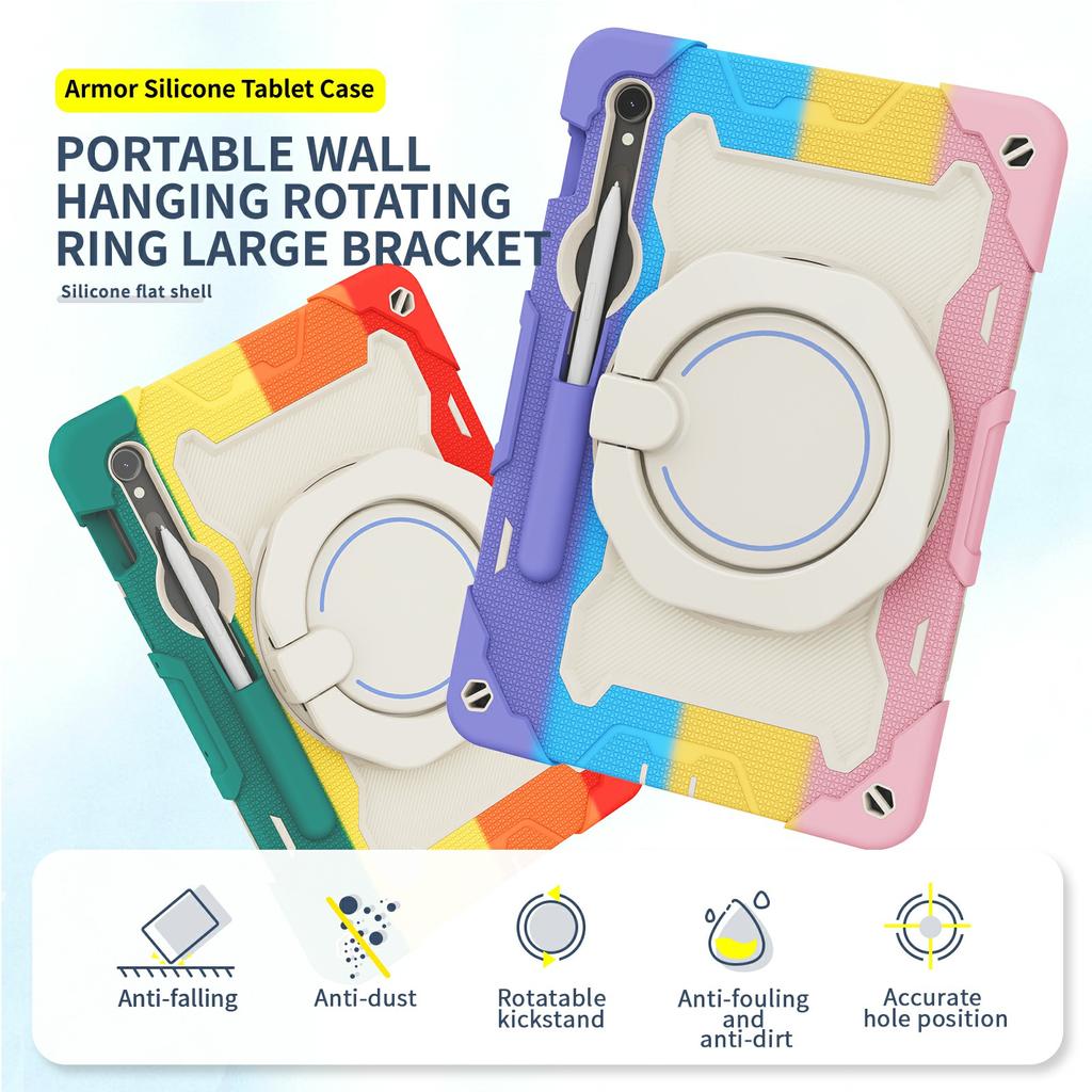 Kickstand Case for Samsung Galaxy Tab S10 Lite/S9 FE/S9 PC + Silicone Shockproof Rugged Tablet Cover