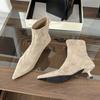 Мода 2025 Зима Новые Брендовые Женские Короткие Сапоги Модные Остроносые Женские Элегантные Ботильоны Тонкий Высокий Каблук Туфли-Лодочки для Платья