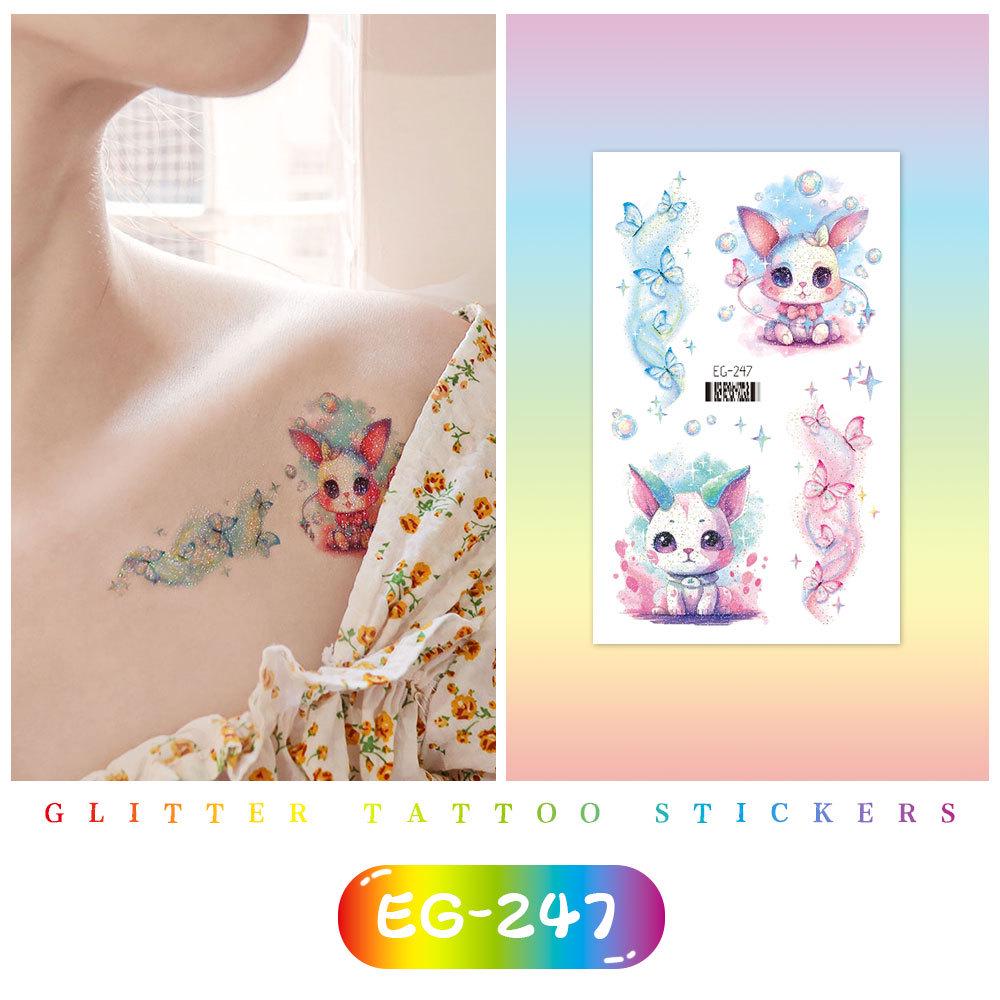 Красочные милые мультяшные животные блестящие татуировки наклейки для детей
