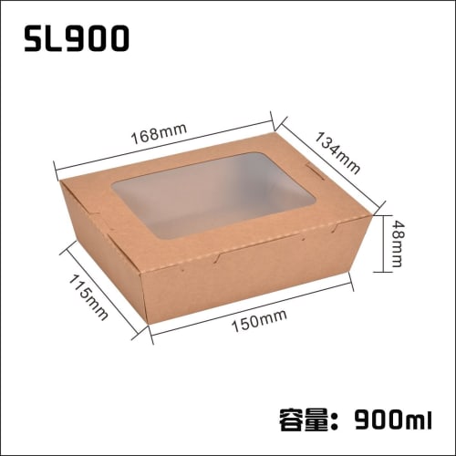 Heads Deli Boxes, 16.8*4.8*13.4cm, Set of 50, Disposable Kraft Paper Lunch Boxes with Windows, Oil-Resistant and Waterproof, Ideal for Sandwiches, Tak