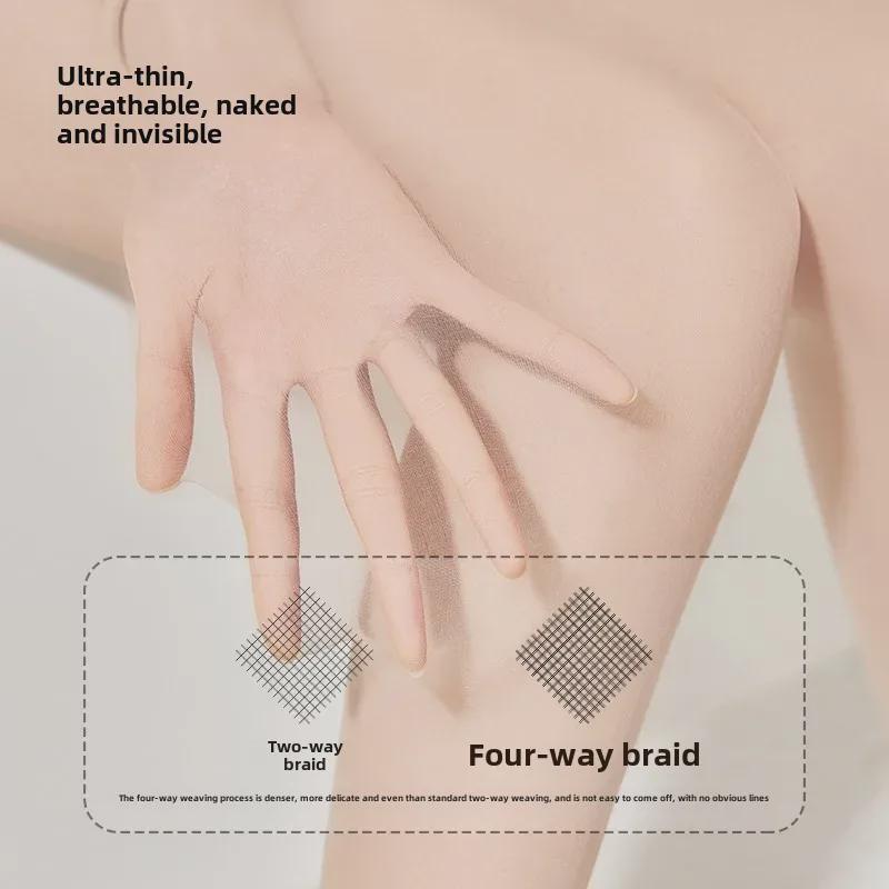 Женские тонкие черные чулки Anti-Snag - прочные летние колготки 0D, на голые ноги, нескользящие носки с рисунком ананаса